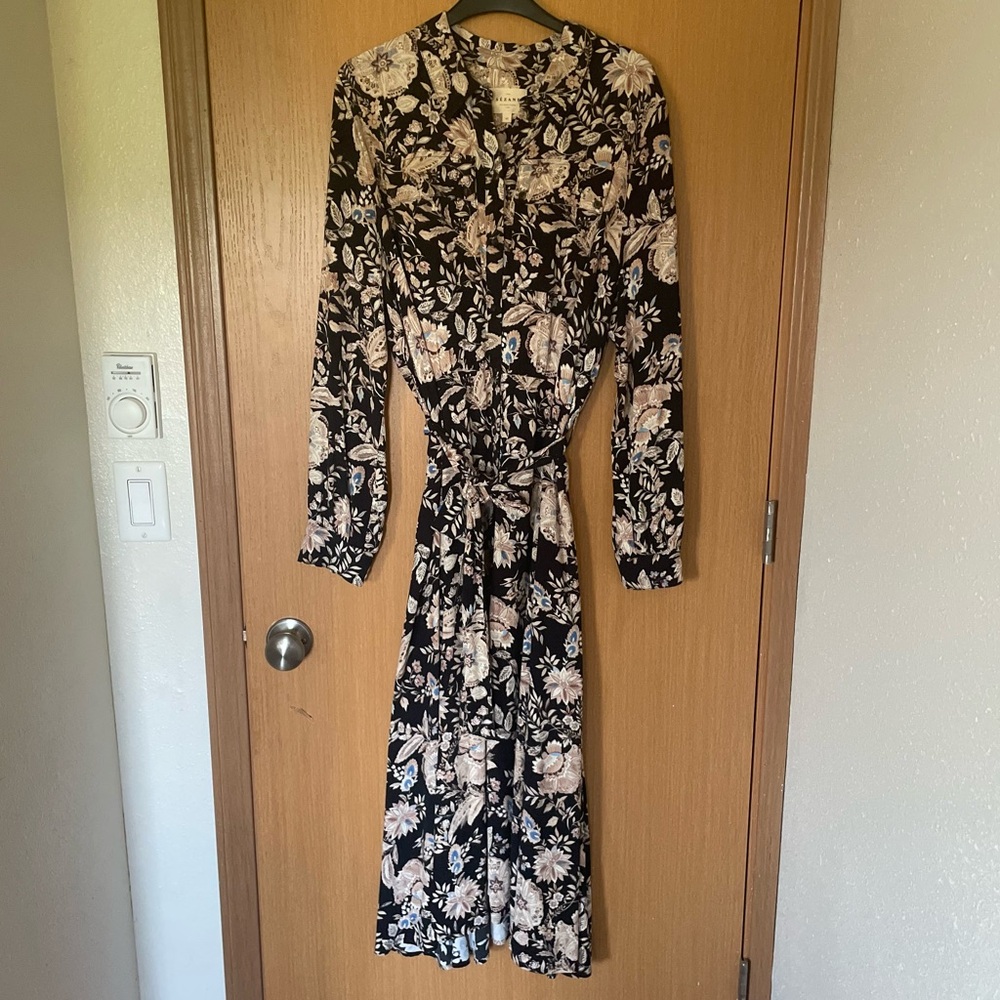 Sezane Lauretta Dress Flower Fond Noir - Size 42 - Picture 4 of 7